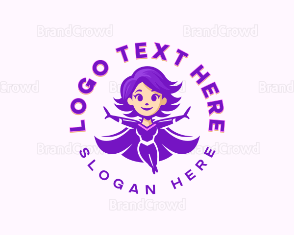 Comic Superhero Woman Logo