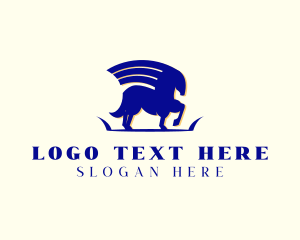 Roman - Blue Pegasus Horse logo design