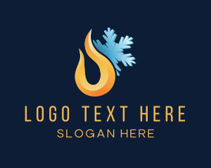 Cooling - 3D Flame Snowflake logo design