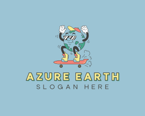 Planet Earth Skateboarder logo design