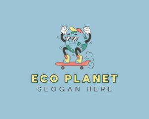 Planet - Planet Earth Skateboarder logo design