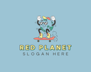 Planet Earth Skateboarder logo design