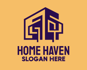 Purple Modern House  logo design