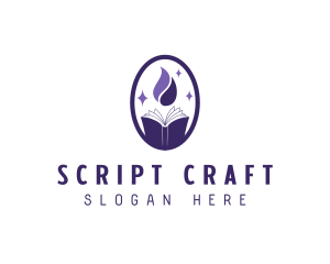 Screenwriter - Book Fire Learning logo design