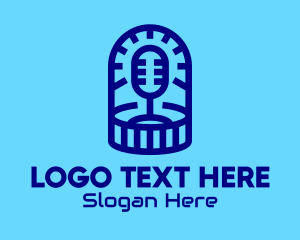 Radio - Blue Microphone Podcast logo design