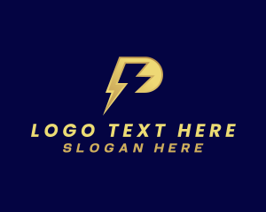 Electrician - Lightning Electricity Letter P logo design