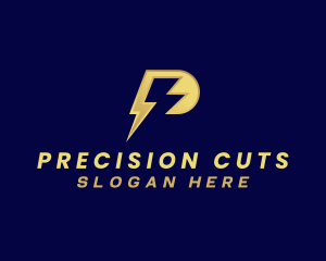 Lightning Electricity Letter P logo design