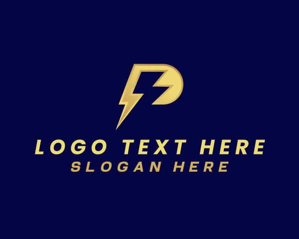 Voltage - Lightning Electricity Letter P logo design