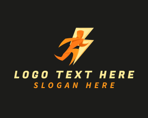 Race - Lightning Bolt Man logo design