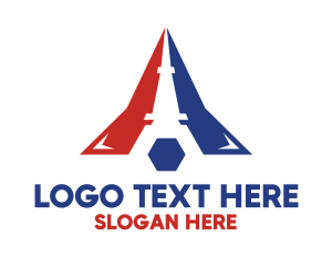 French - Red & Blue Tower logo design