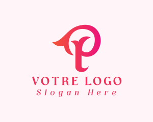 Girly - Elegant Feminine Gradient Letter P logo design