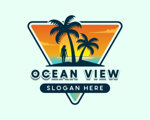 Beach Ocean Sunset logo design