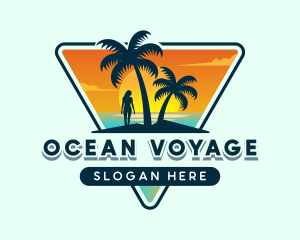 Beach Ocean Sunset logo design