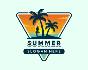 Beach Ocean Sunset logo design