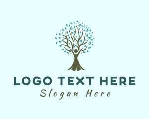 Plant - Yoga Woman Tree logo design
