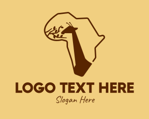 Continent - Giraffe Africa Map logo design
