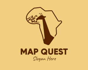 Giraffe Africa Map logo design