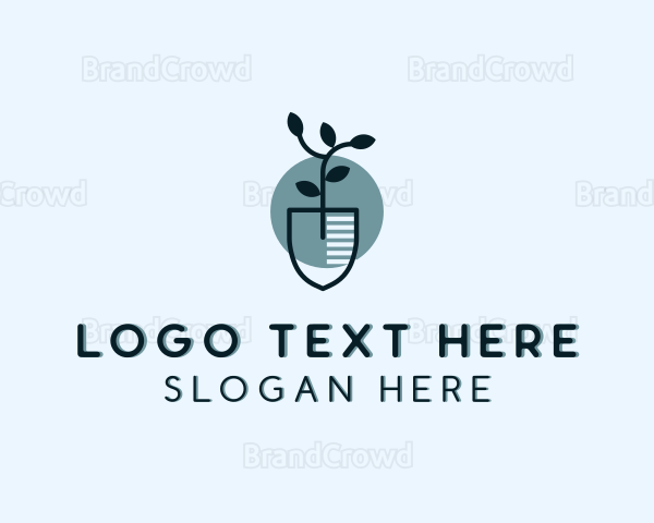 Shovel Landscaping Leaf Logo