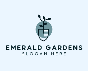 Shovel Landscaping Plant logo design