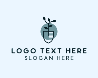 Shovel Landscaping Leaf logo design