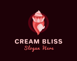 Cream - Pink Girl Cupcake logo design
