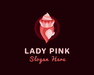 Pink Girl Cupcake logo design