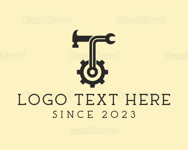Cog Handyman Letter T Logo