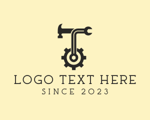 Machine - Cog Handyman Letter T logo design