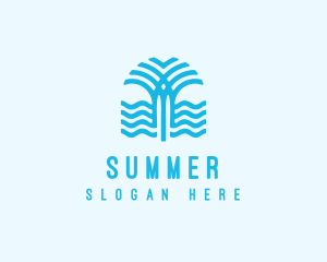 Surfing Beach Waters logo design