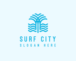 Surfing Beach Waters logo design