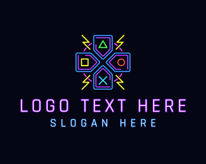 Stream - Neon Gaming Controller logo design