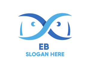 Fishery - Blue Infinity Fish logo design