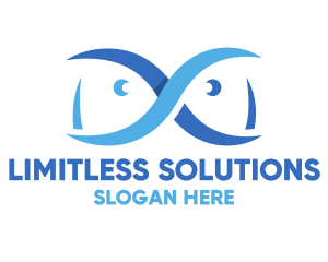 Unlimited - Blue Infinity Fish logo design