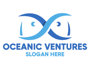 Blue Infinity Fish logo design