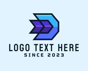 Software - Blue Arrow Express Letter D logo design