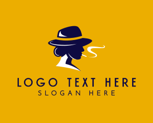 Lady - Smoking Woman Hat logo design