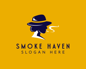 Smoking Woman Hat logo design