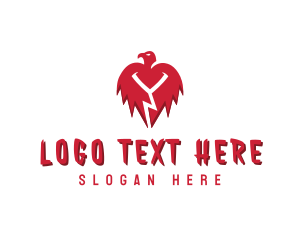 Furious - Red Vulture Bird Letter Y logo design