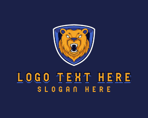 Grizzly - Angry Bear Shield logo design