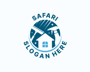 Spray Bottle - Blue Housekeeper Home logo design