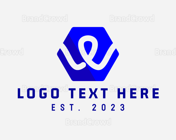 Hexagon Tech Loop Letter W Logo