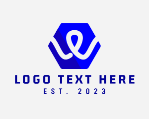 Application - Hexagon Tech Loop Letter W logo design