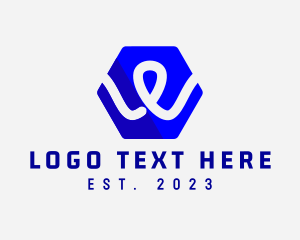 Hexagon Tech Loop Letter W logo design