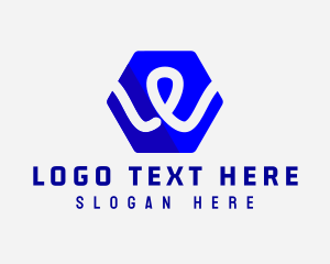 Hexagon Tech Loop Letter W Logo