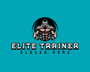 Trainer Man Strong Muscles logo design