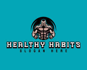 Trainer Man Strong Muscles logo design