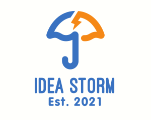 Umbrella Lightning Storm logo design