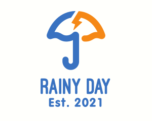 Rainy - Umbrella Lightning Storm logo design