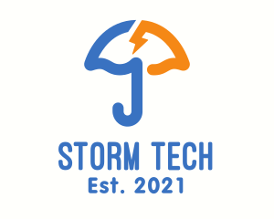 Umbrella Lightning Storm logo design