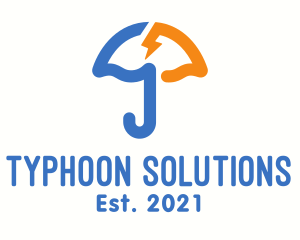 Typhoon - Umbrella Lightning Storm logo design